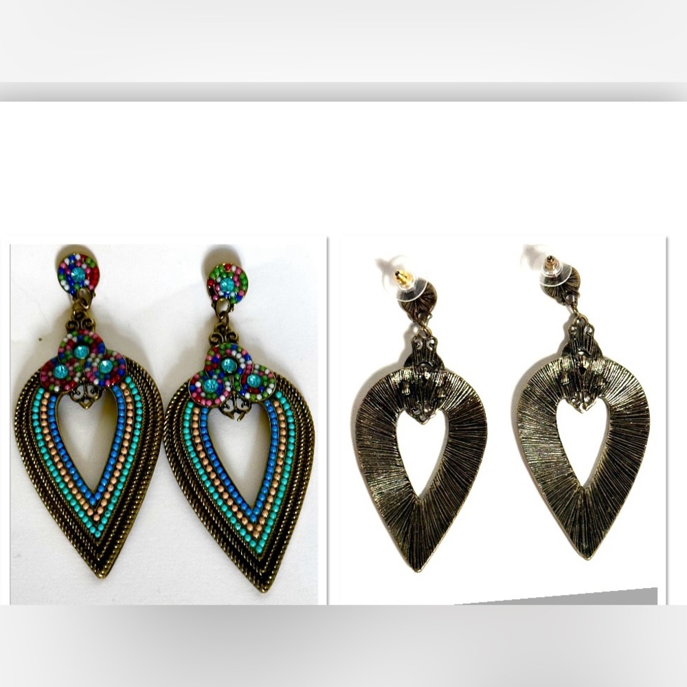 Beautiful unique blue/green statement earrings - Picture 2 of 8